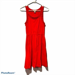 ⭐️ LOFT Red Braided Neckline Dress